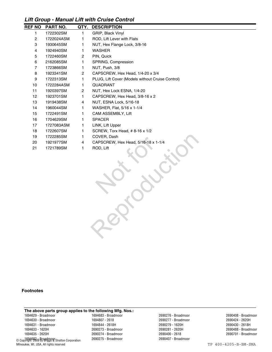 Not for reproduction | Briggs & Stratton Broadmoor User Manual | Page 41 / 96