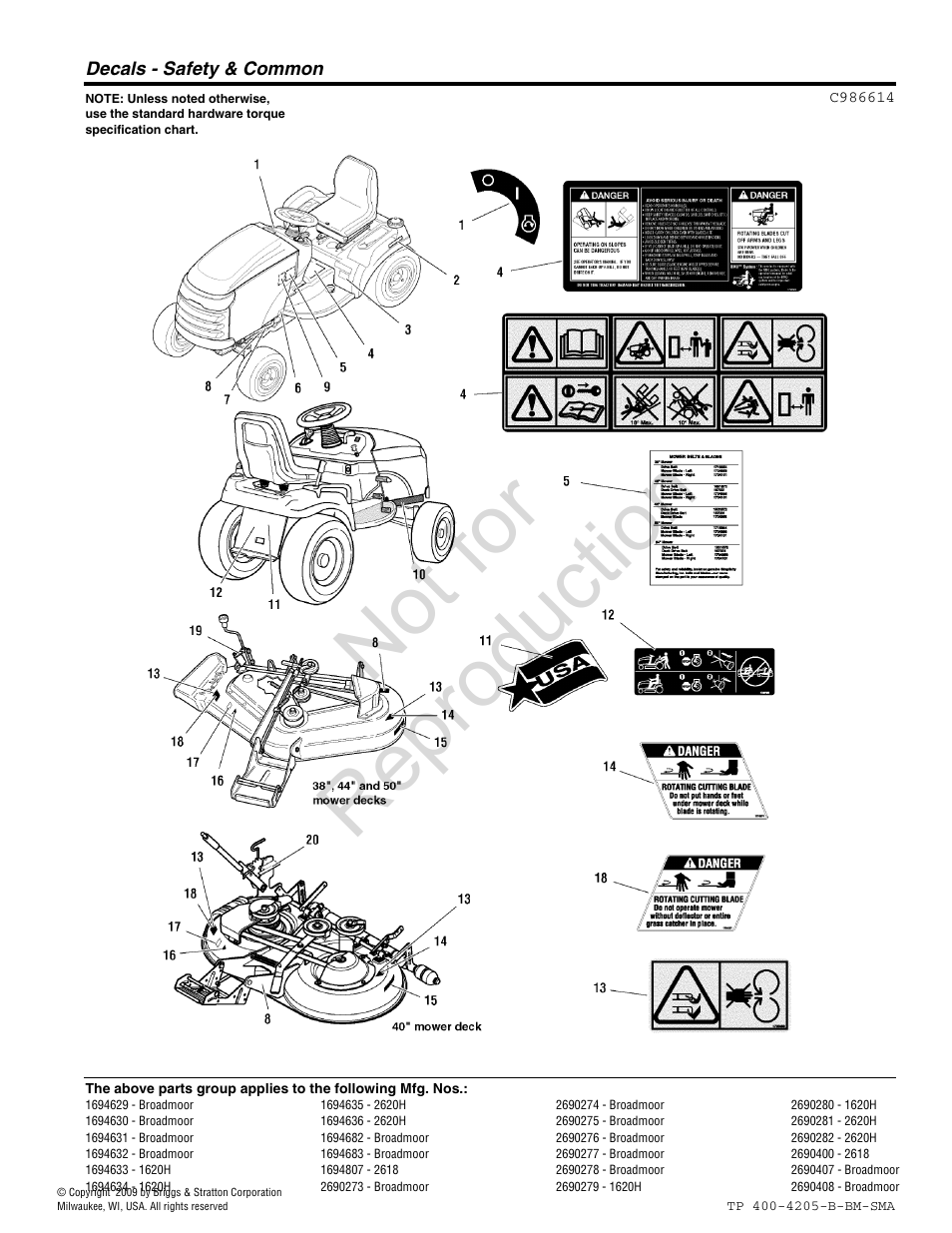 Not for reproduction | Briggs & Stratton Broadmoor User Manual | Page 46 / 96