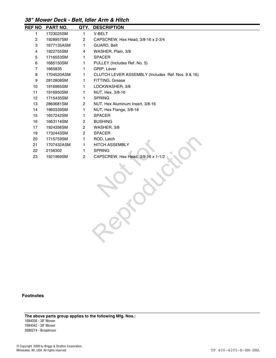 Not for reproduction | Briggs & Stratton Broadmoor User Manual | Page 49 / 96