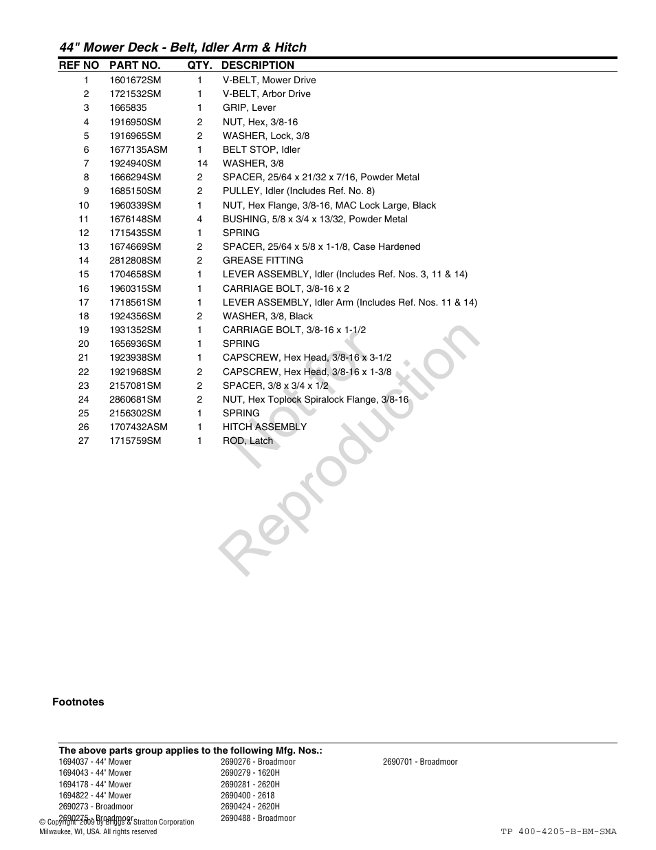 Not for reproduction | Briggs & Stratton Broadmoor User Manual | Page 67 / 96