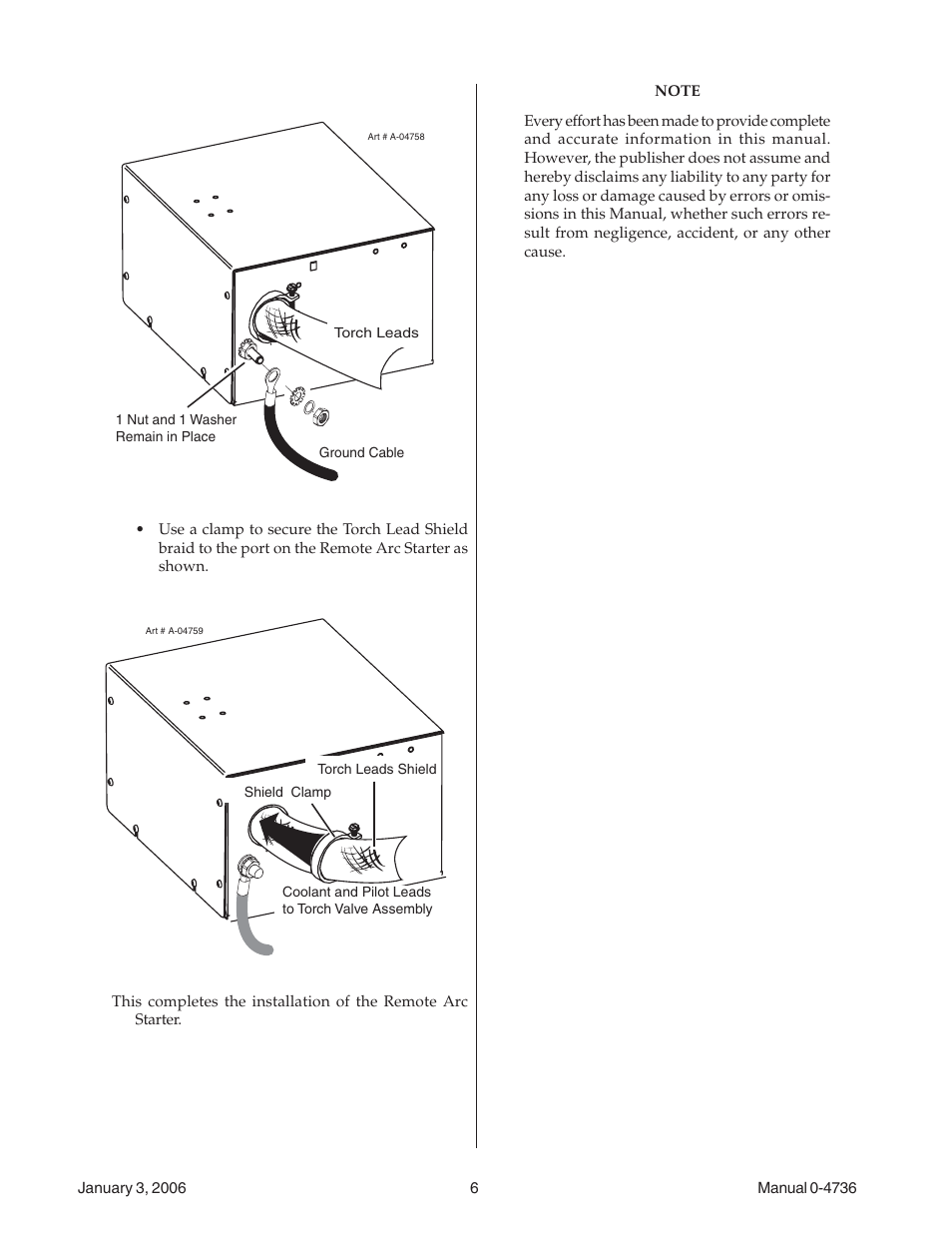 Tweco RAS-1000 Remote Arc Starter User Manual | Page 6 / 6