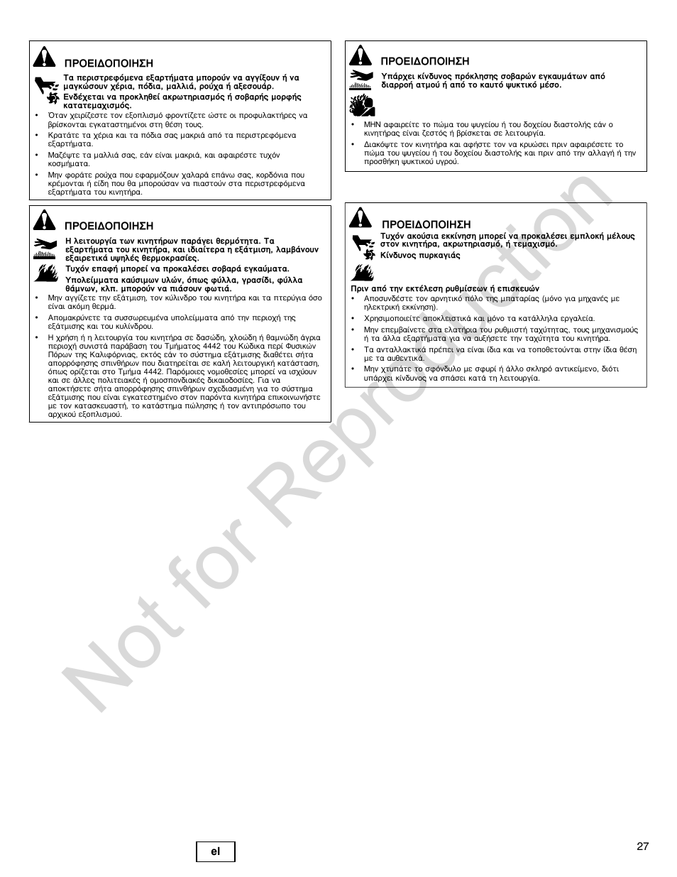 Not for reproduction | Briggs & Stratton 580000 User Manual | Page 27 / 92