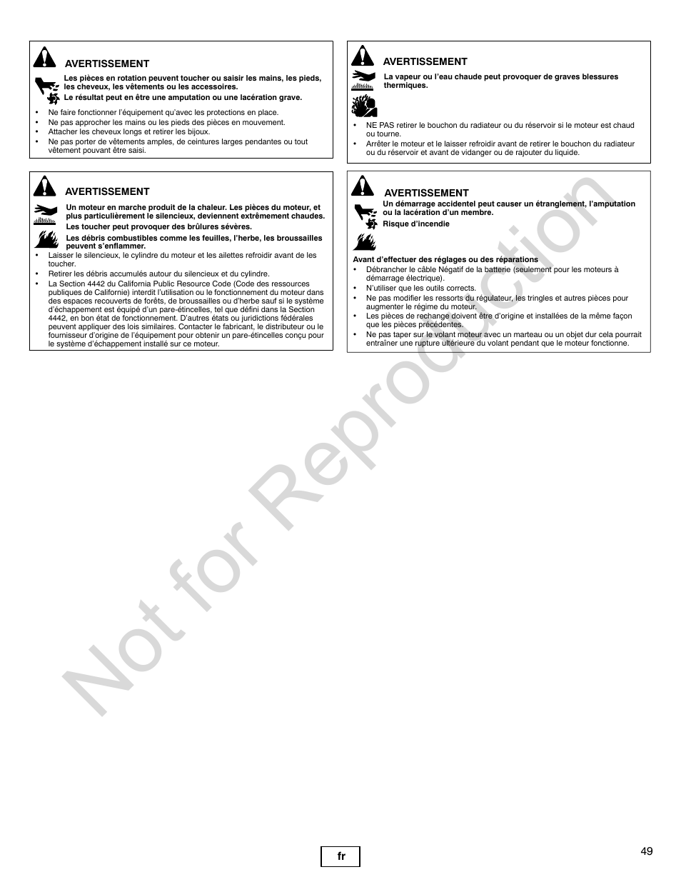 Not for reproduction | Briggs & Stratton 580000 User Manual | Page 49 / 92