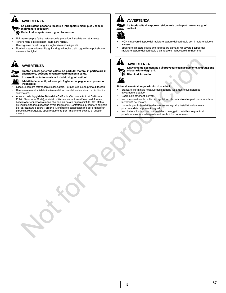 Not for reproduction | Briggs & Stratton 580000 User Manual | Page 57 / 92
