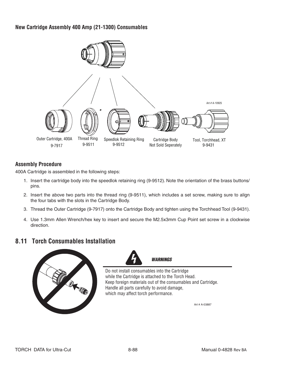 11 torch consumables installation | Tweco Ultra-Cut Torch Data User Manual | Page 88 / 92