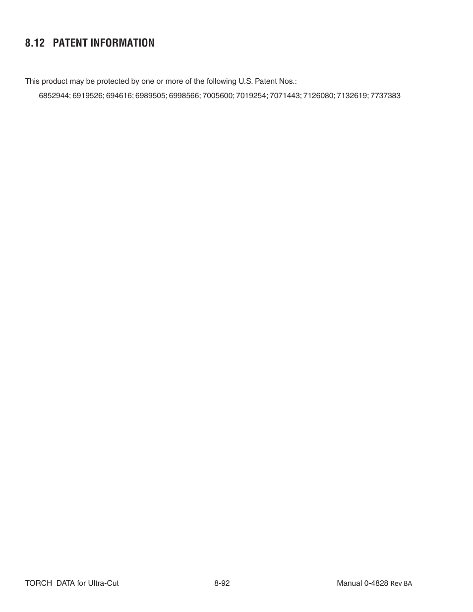 12 patent information | Tweco Ultra-Cut Torch Data User Manual | Page 92 / 92