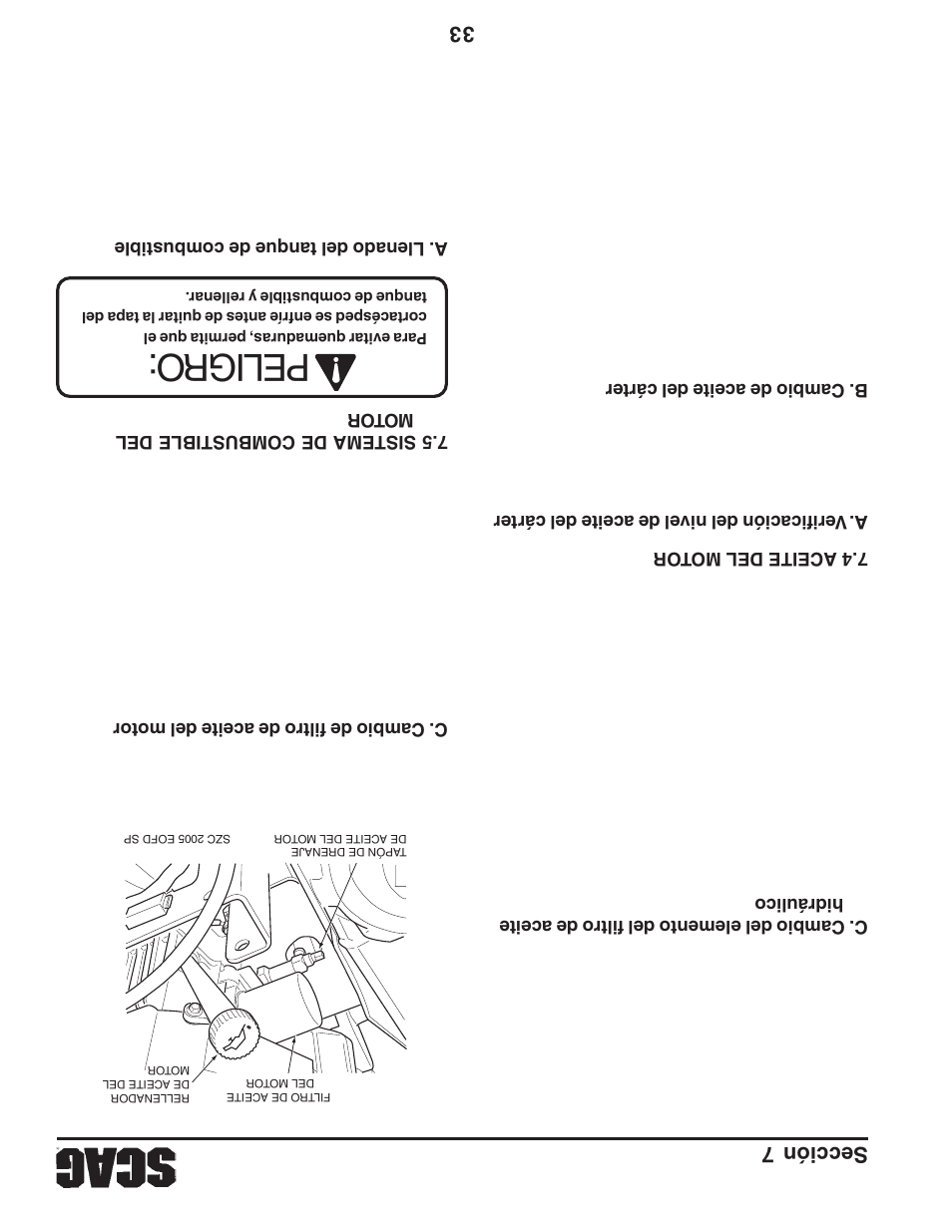 Peligro, Sección 7 33 | Briggs & Stratton SZC User Manual | Page 73 / 109