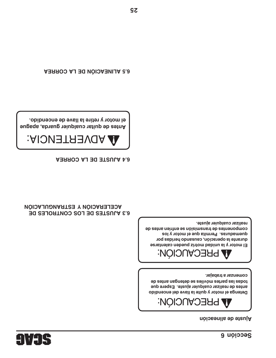 Adver tencia, Preca ución | Briggs & Stratton SZC User Manual | Page 81 / 109