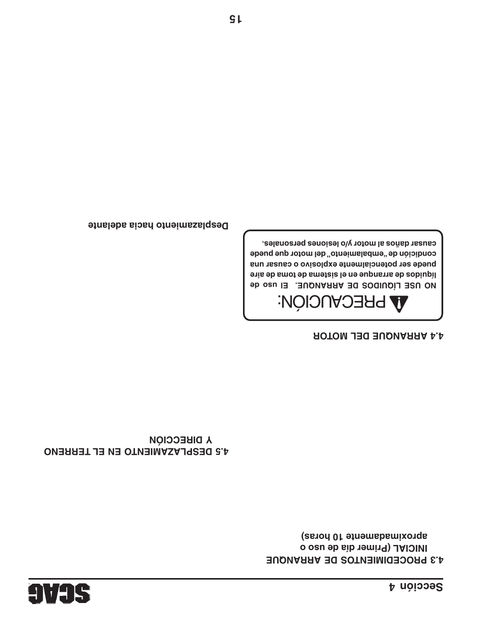 Preca ución, 15 sección 4 | Briggs & Stratton SZC User Manual | Page 91 / 109