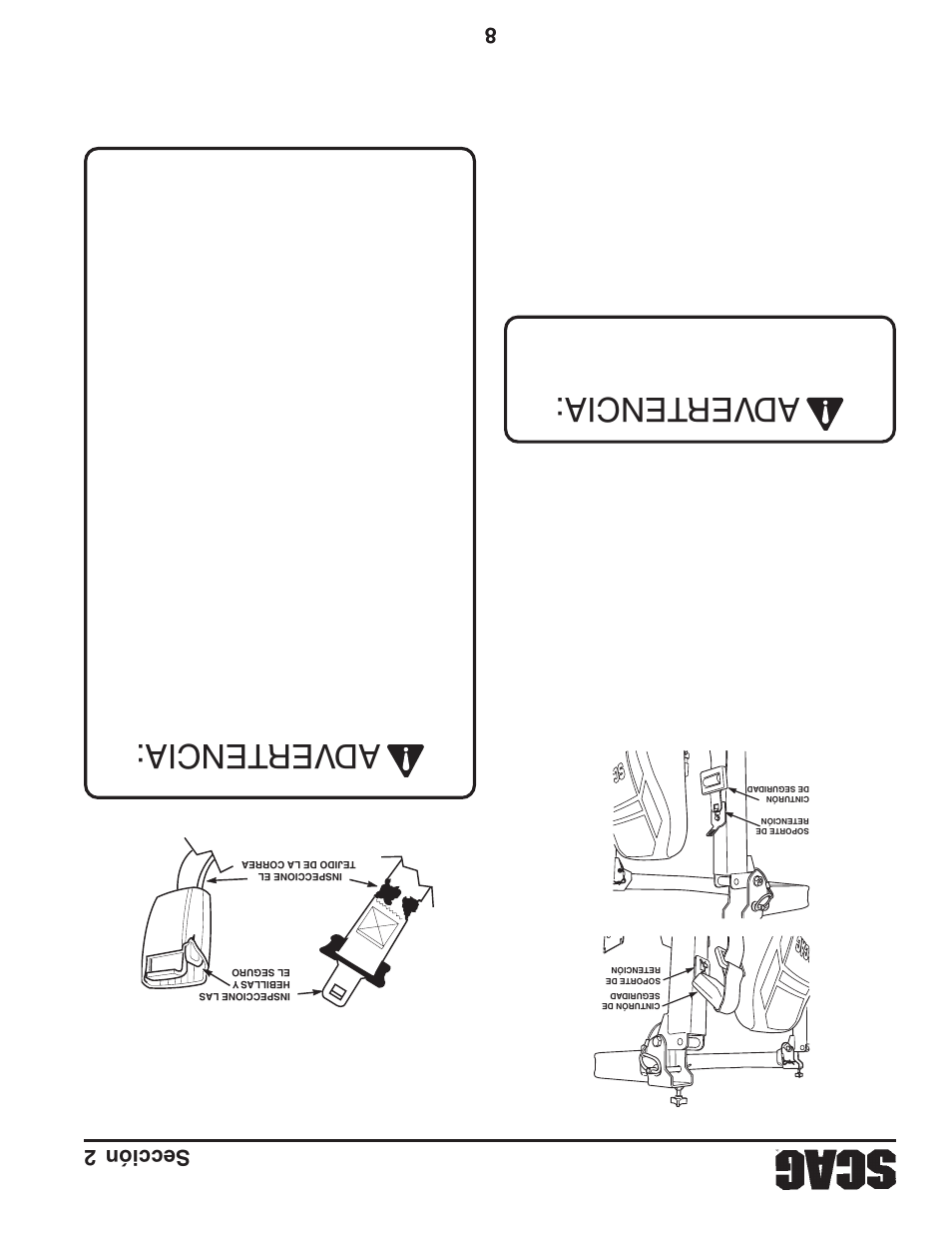 Adver tencia: adver tencia, Sección 2 | Briggs & Stratton SZC User Manual | Page 98 / 109