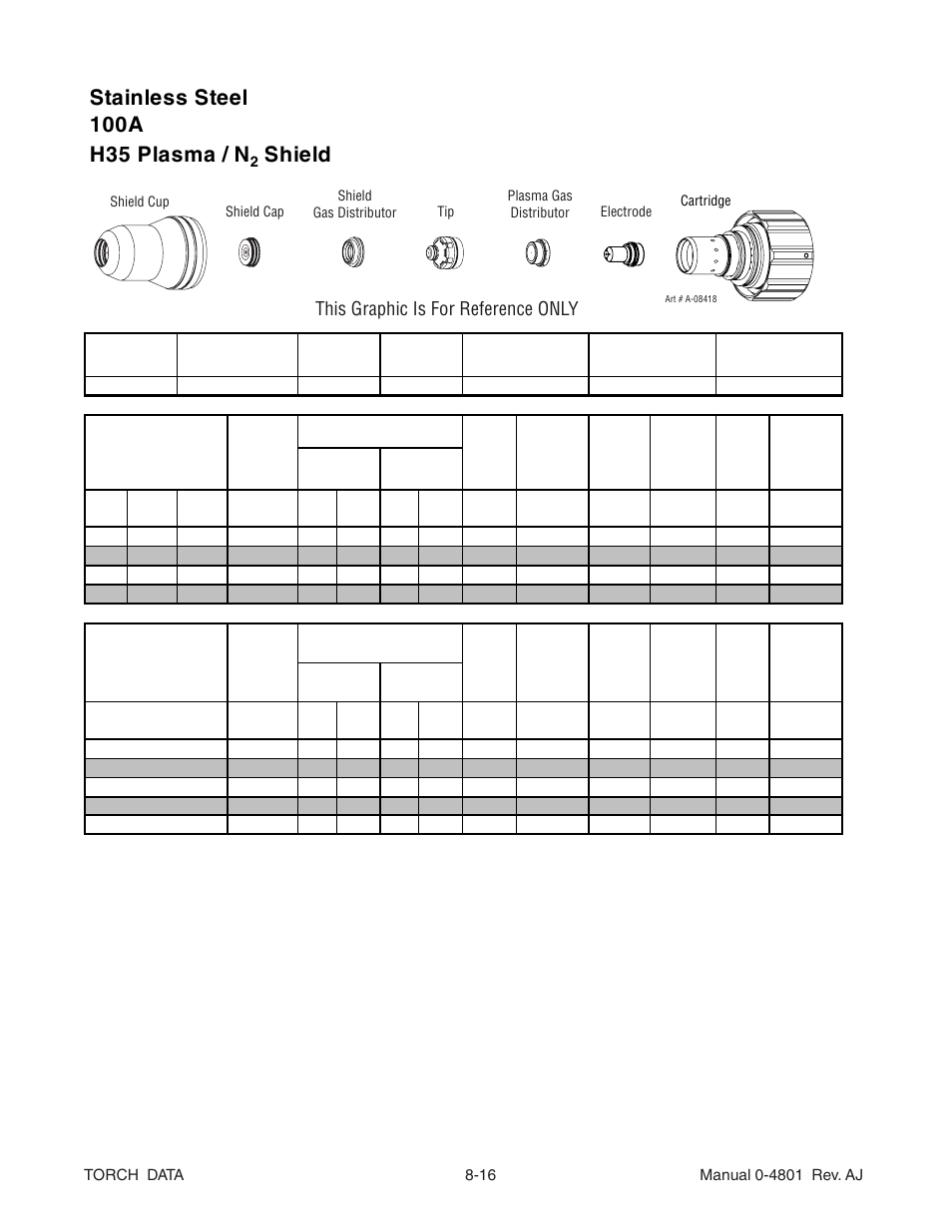 Shield, This graphic is for reference only | Tweco XT-300 Torch Data for Distributor Ultra-Cut 150 & 200 Power Supply AJ User Manual | Page 16 / 40