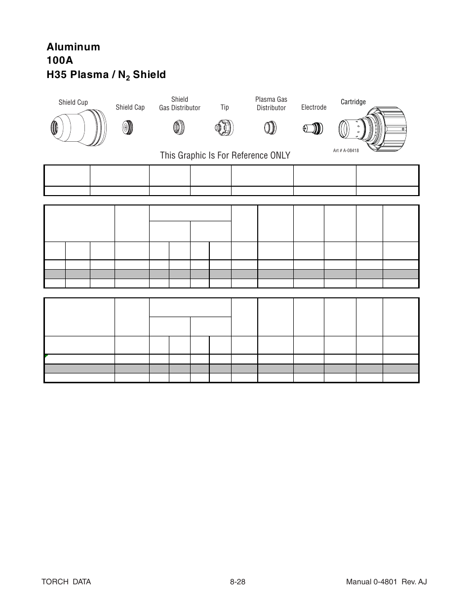 Shield, This graphic is for reference only | Tweco XT-300 Torch Data for Distributor Ultra-Cut 150 & 200 Power Supply AJ User Manual | Page 28 / 40