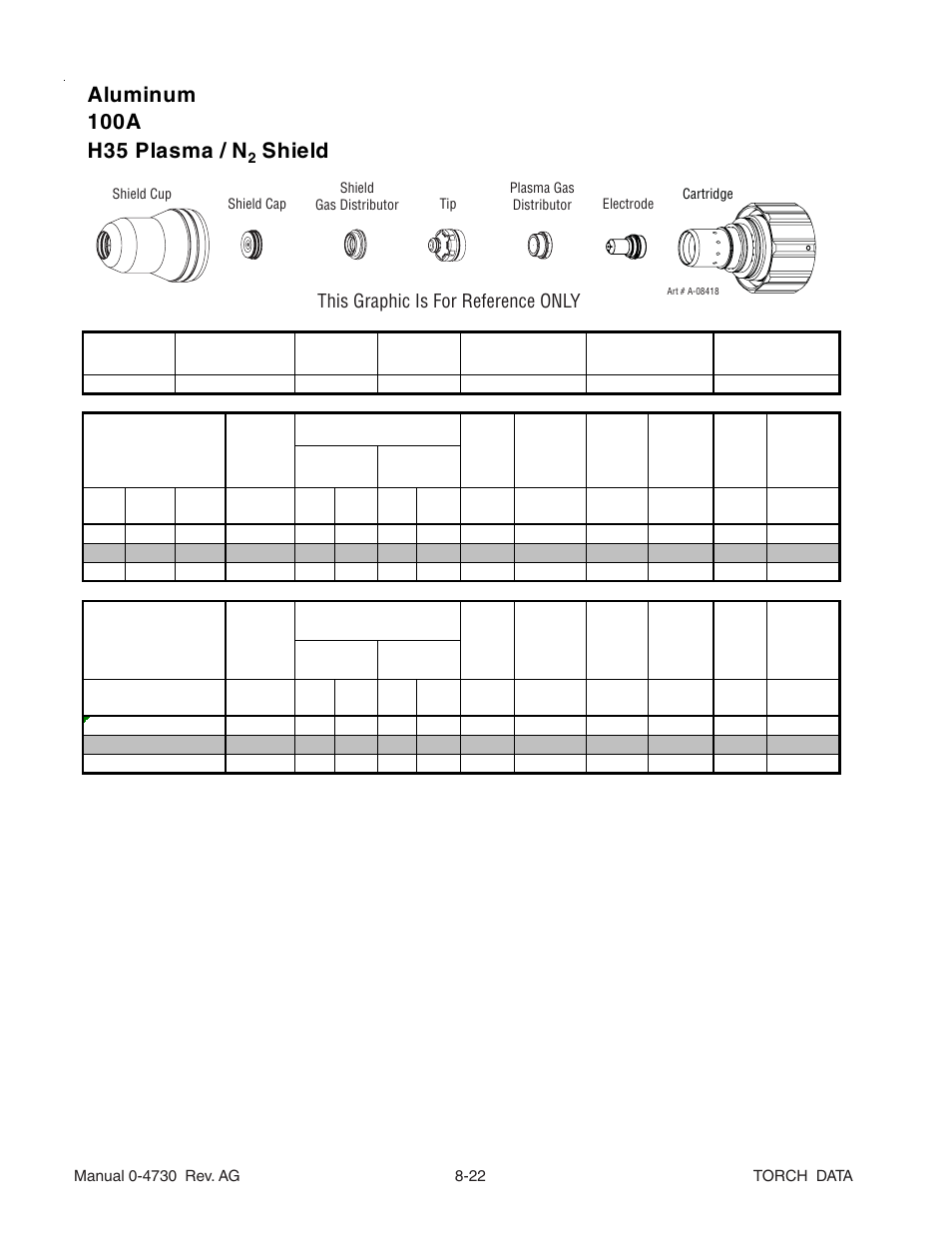 Shield, This graphic is for reference only | Tweco XT-300 Torch Data for Distributor UltraCut-100 AG User Manual | Page 22 / 29