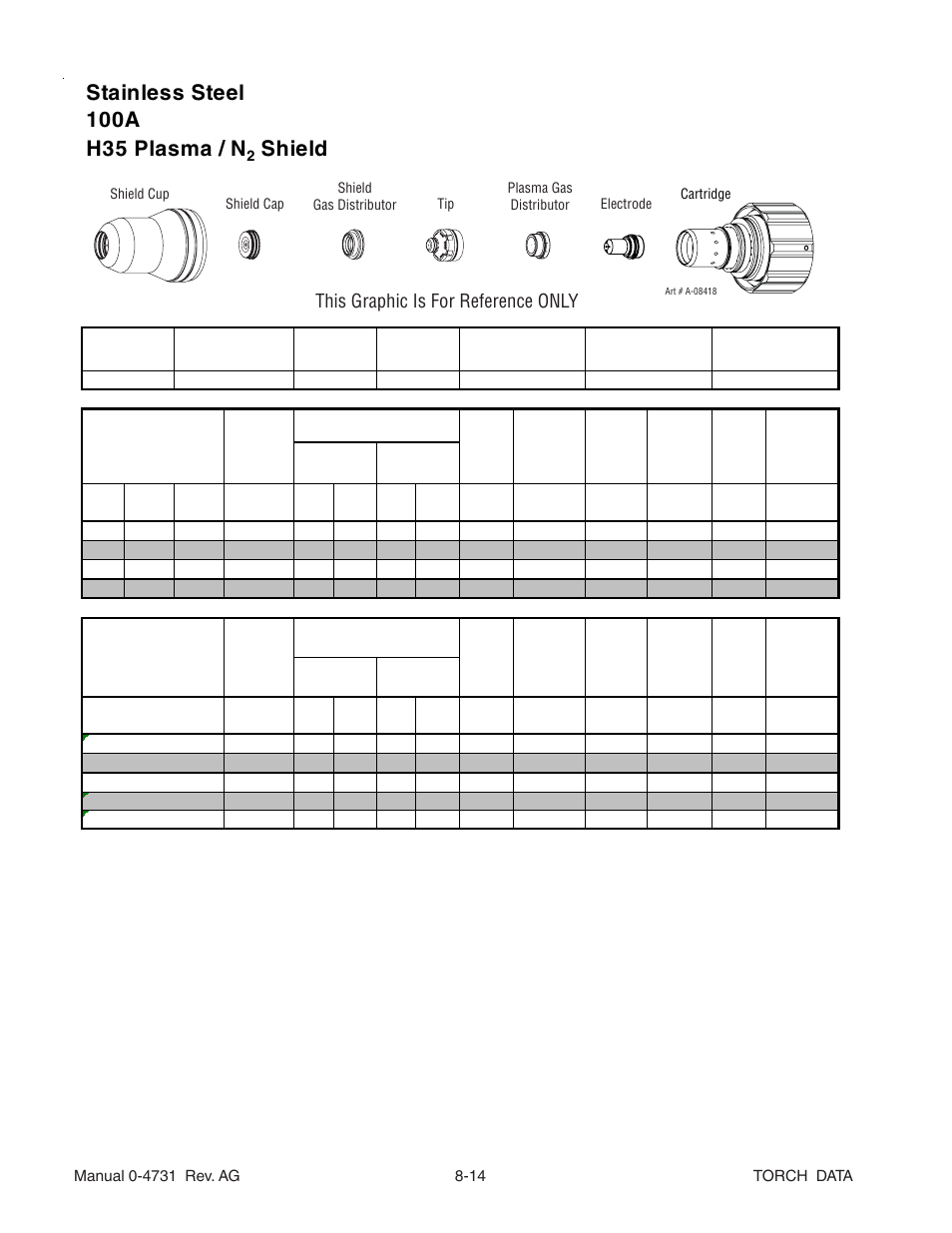 Shield, This graphic is for reference only | Tweco XT-300 Torch for OEM UltraCut-100 AG User Manual | Page 14 / 30