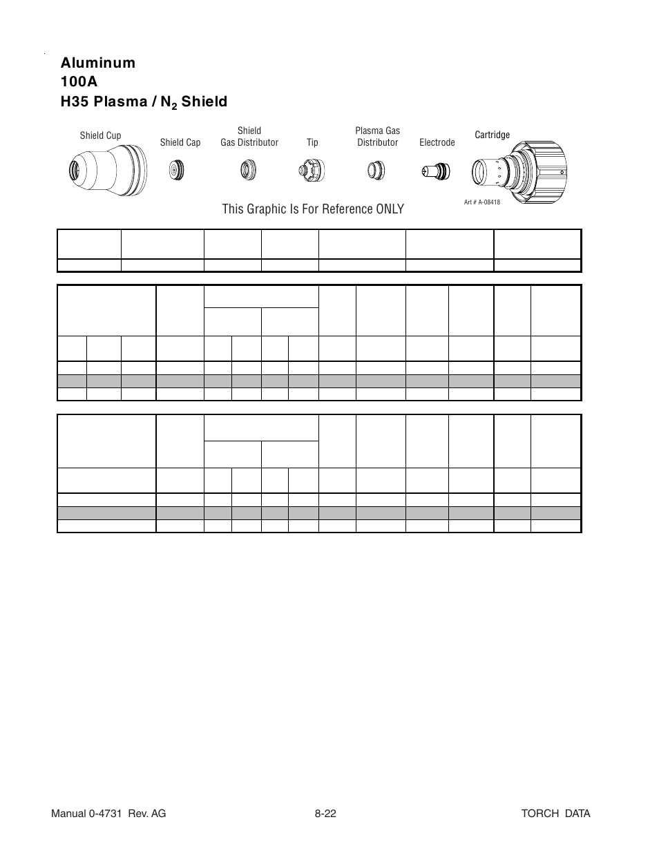 Shield, This graphic is for reference only | Tweco XT-300 Torch for OEM UltraCut-100 AG User Manual | Page 22 / 30