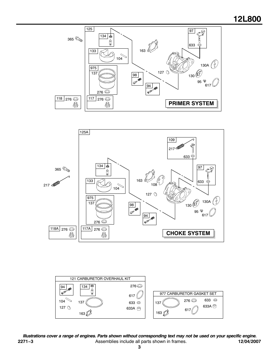 Choke system primer system | Briggs & Stratton 12L800 User Manual | Page 3 / 11