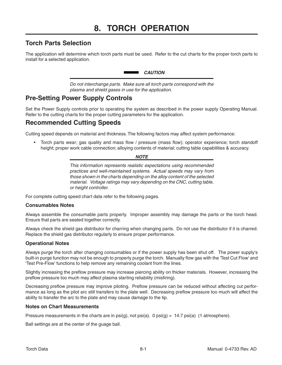 Tweco XT-301 Torch Data for Distributor Use w-Auto-Cut 100 AD User Manual | 20 pages