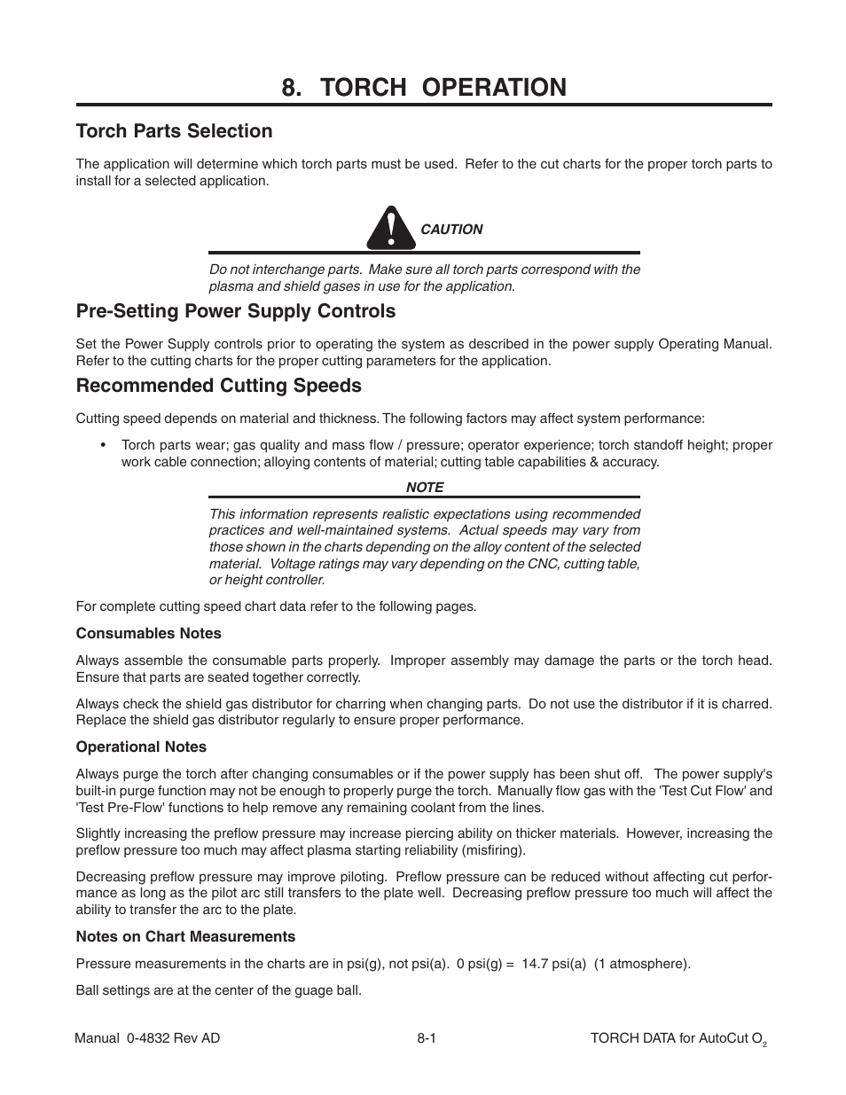 Tweco XT-301 Torch Data for OEM use w- Auto-Cut 30O2 AD User Manual | 54 pages