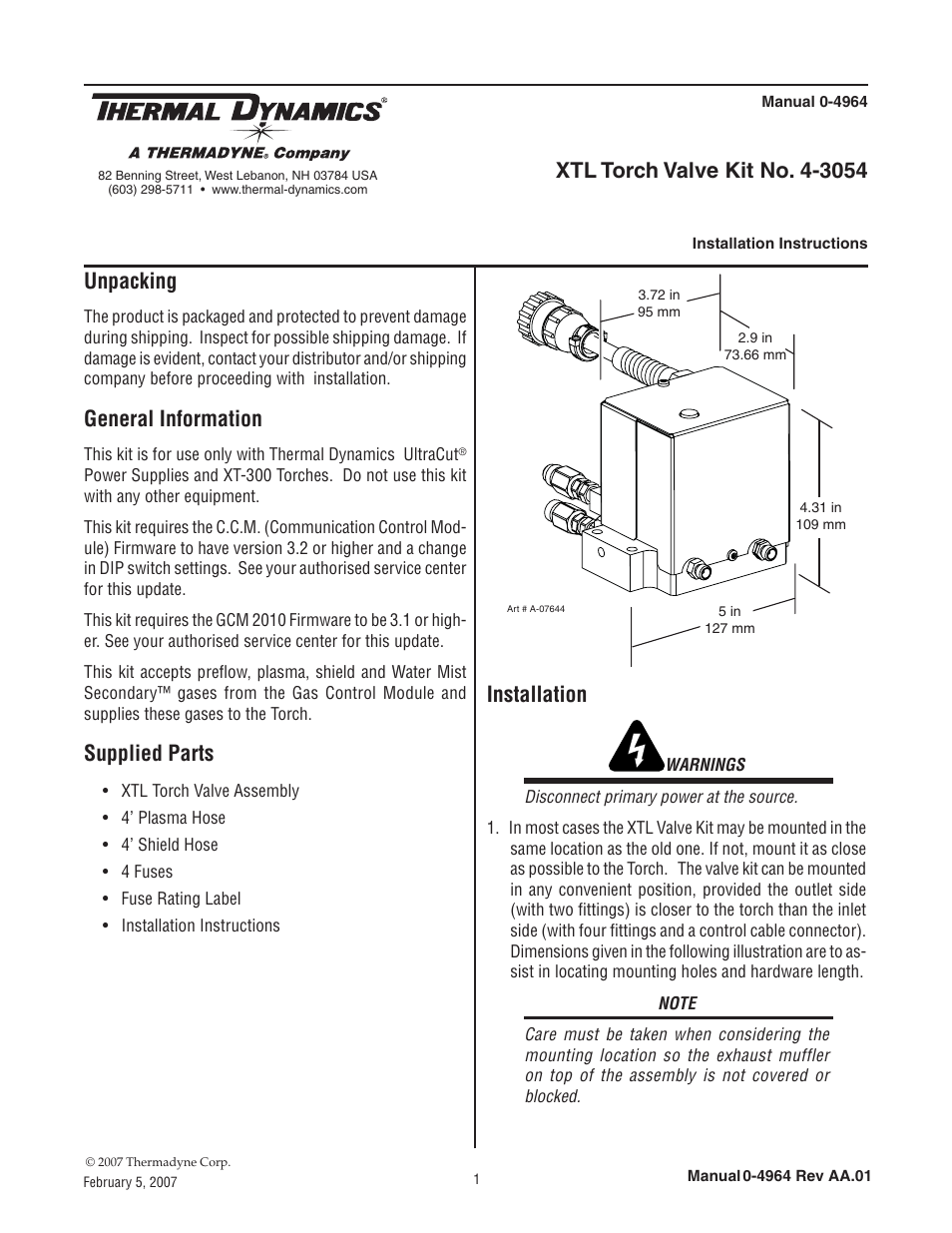 Tweco 4-3054 User Manual | 6 pages