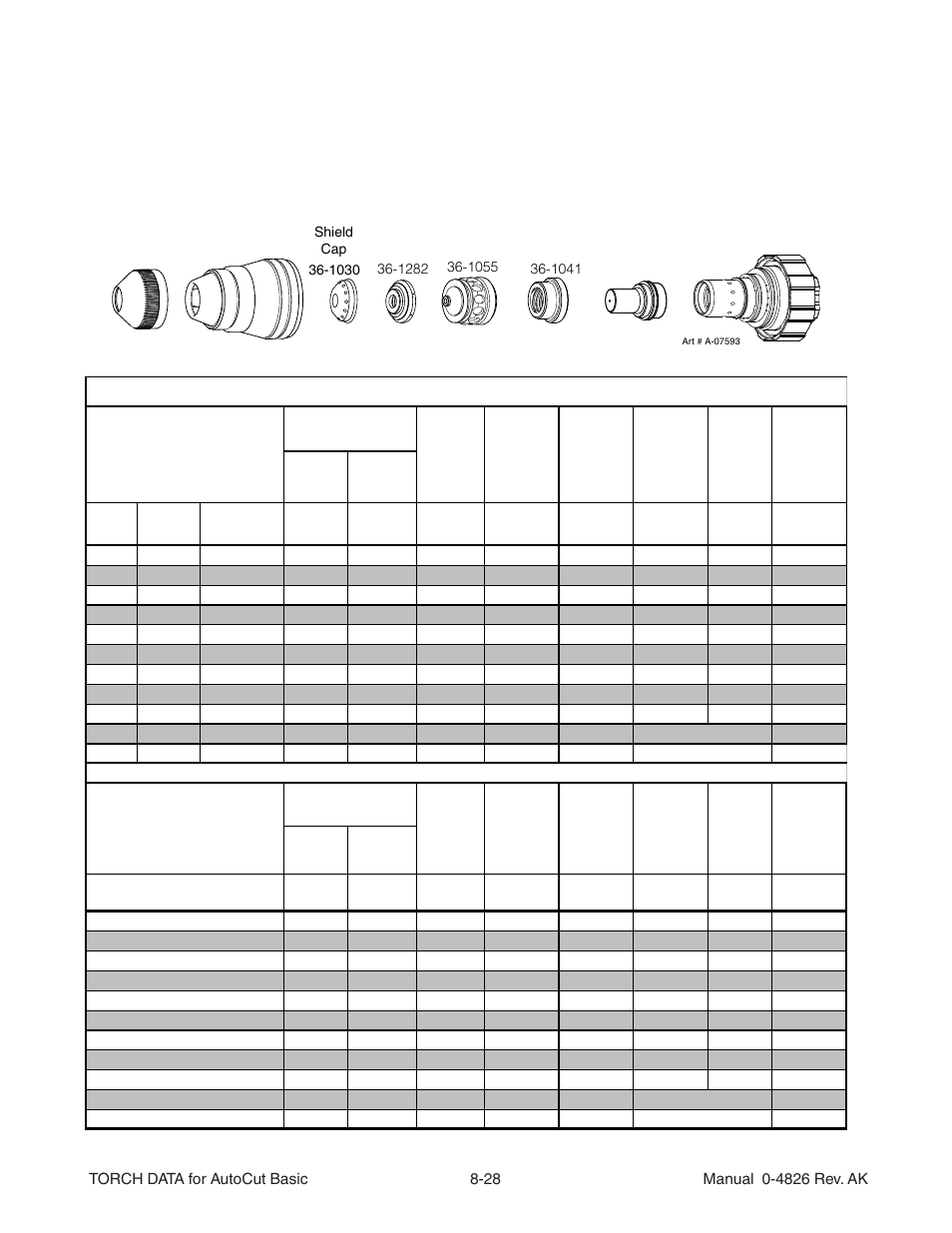 Aluminum 200a air plasma / air shield | Tweco XT-301 Torch Data User Manual | Page 24 / 44