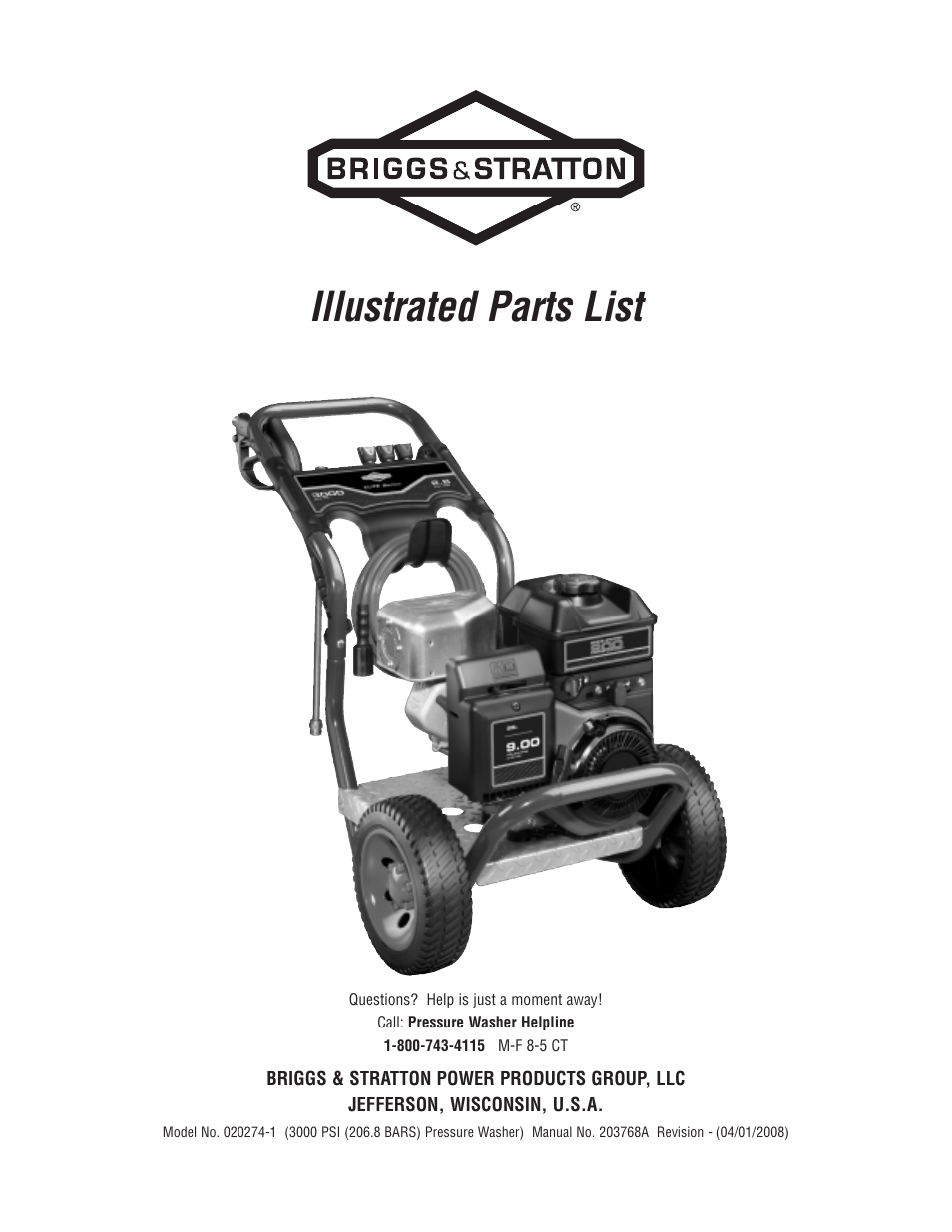 Briggs & Stratton 020274-1 User Manual | 3 pages