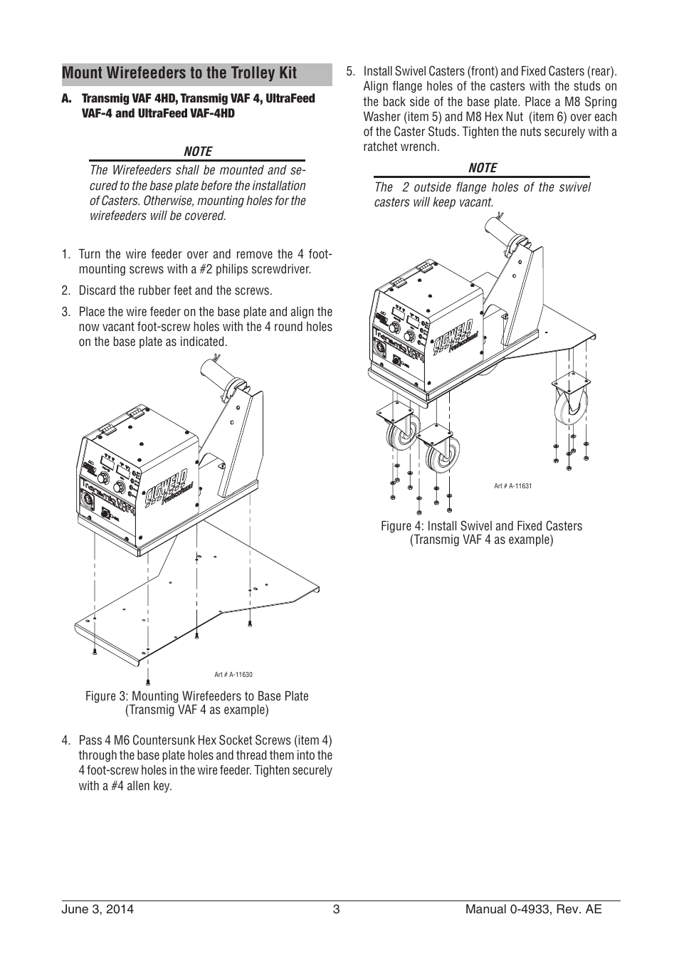 Mount wirefeeders to the trolley kit | Tweco W4000001 User Manual | Page 3 / 4