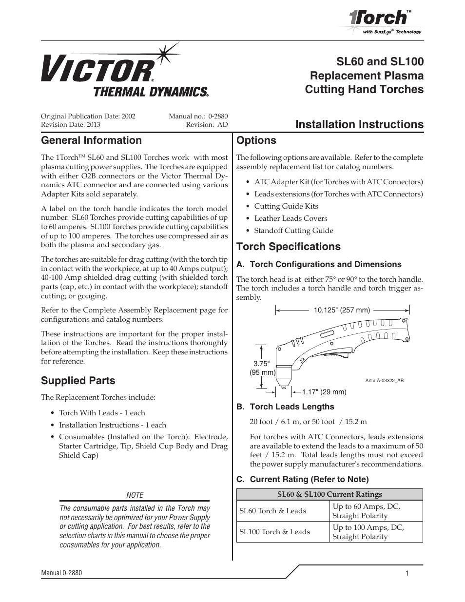 Tweco SL100 User Manual | 12 pages