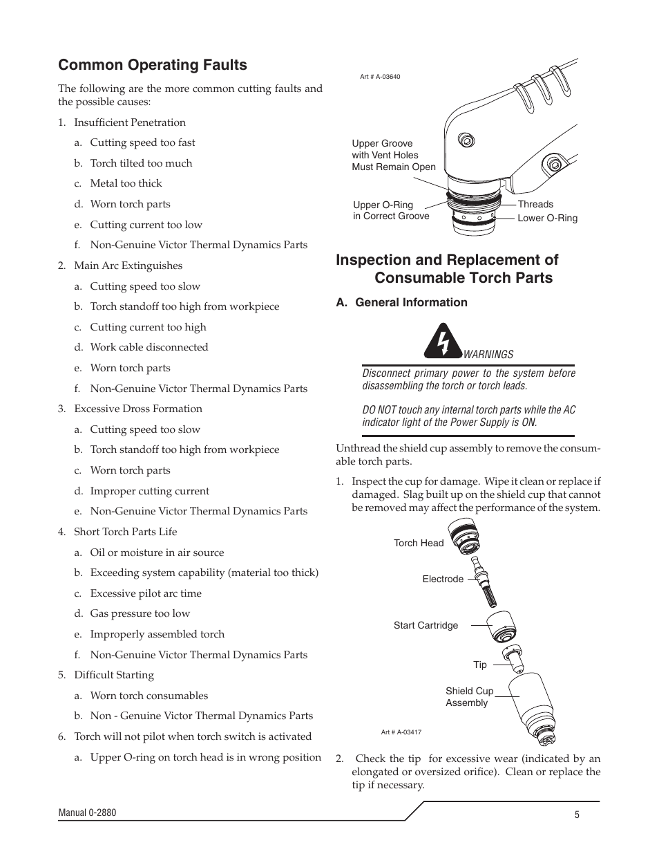 Common operating faults | Tweco SL100 User Manual | Page 5 / 12