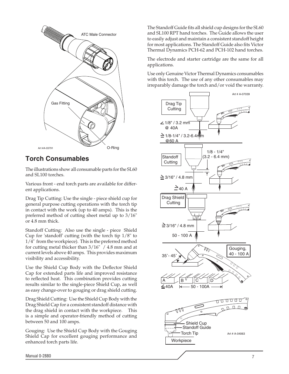 Torch consumables | Tweco SL100 User Manual | Page 7 / 12