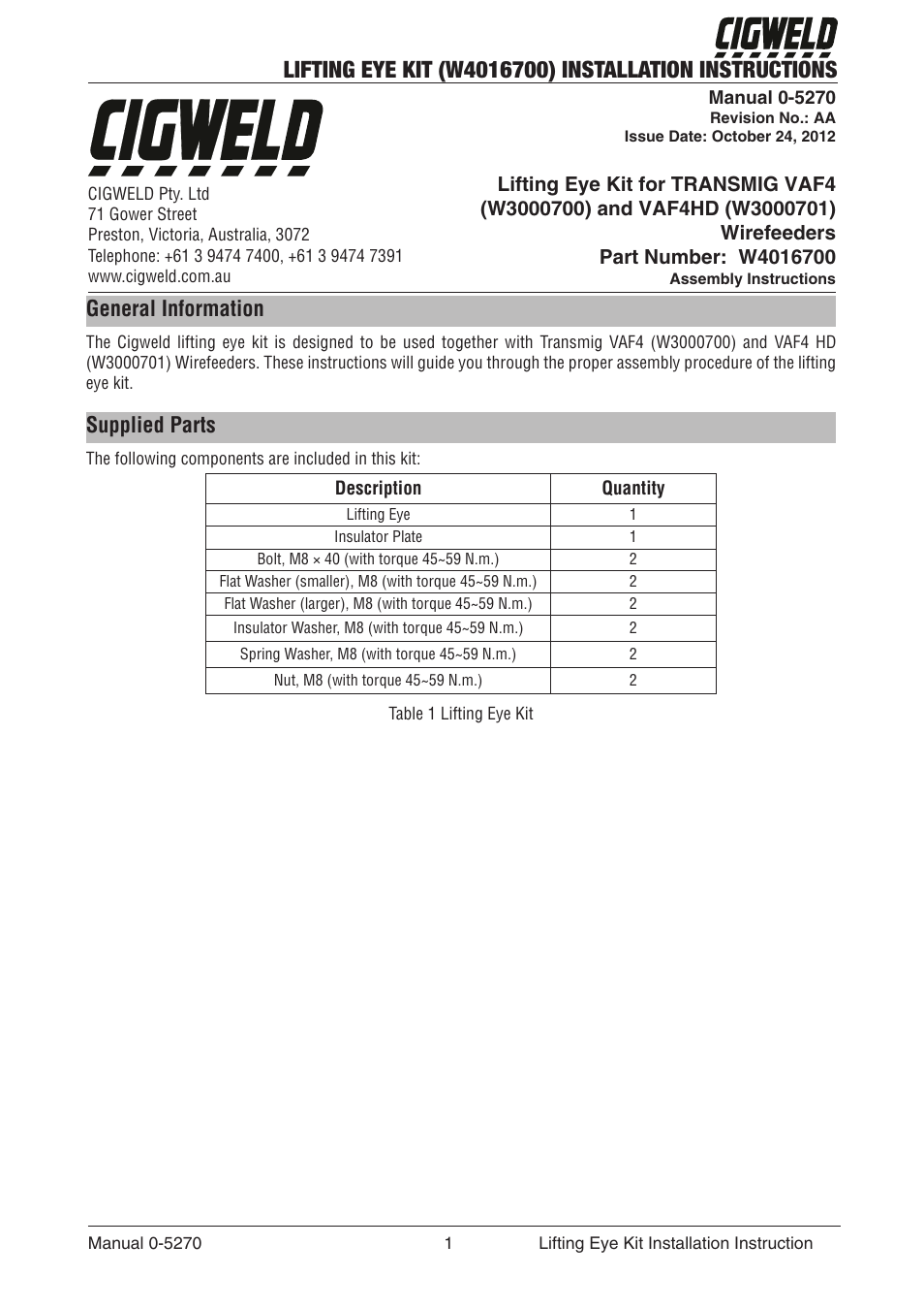 Tweco W4016700 User Manual | 12 pages
