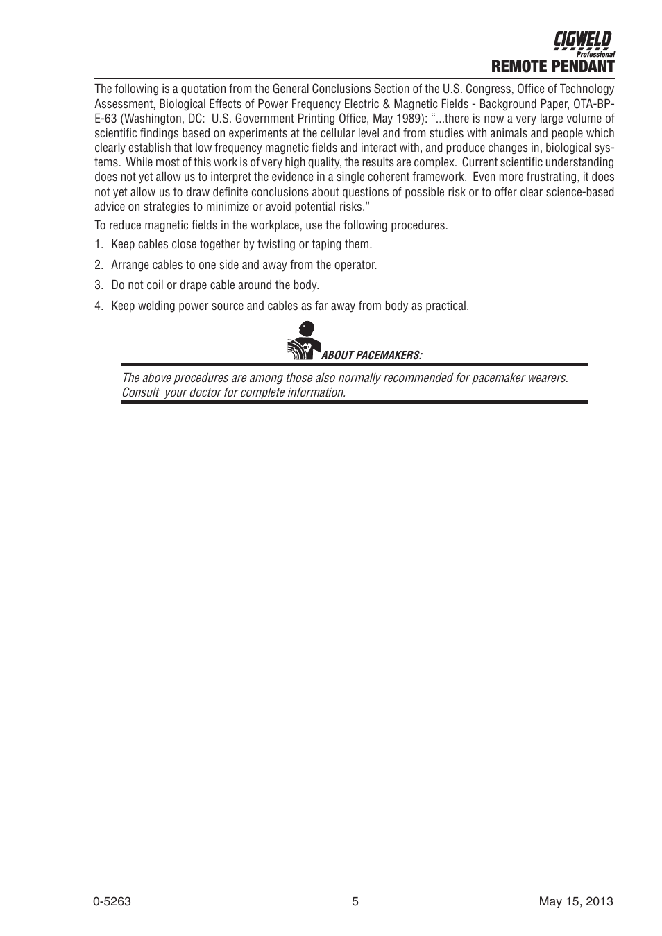 Remote pendant | Tweco W4016900 User Manual | Page 5 / 12