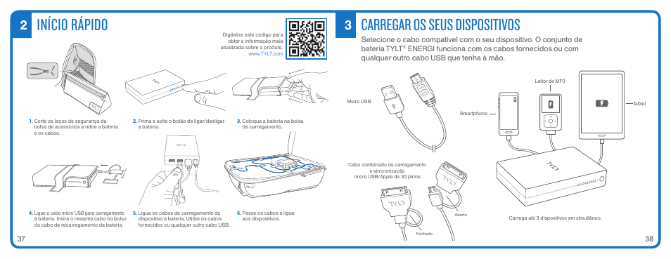 Início rápido, Carregar os seus dispositivos | TYLT ENERGI+ BACKPACK User Manual | Page 21 / 25