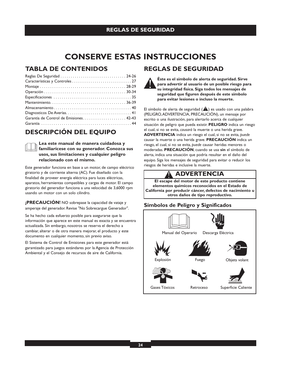 Briggs & Stratton 30325 User Manual | Page 24 / 44