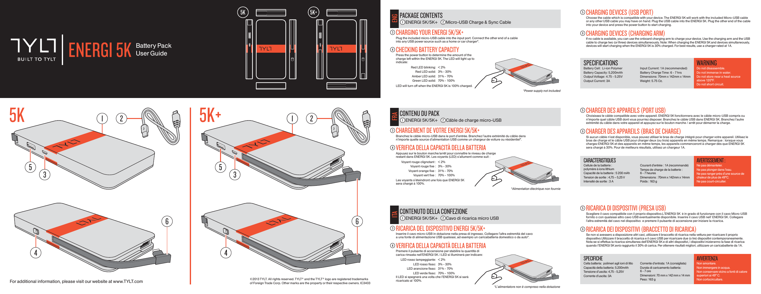 TYLT ENERGI 5K & 5K+ User Manual | 2 pages