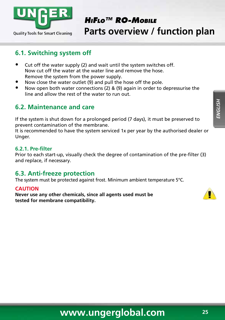 Parts overview / function plan, Preservation, Ro-m | Unger RO60S User Manual | Page 25 / 88