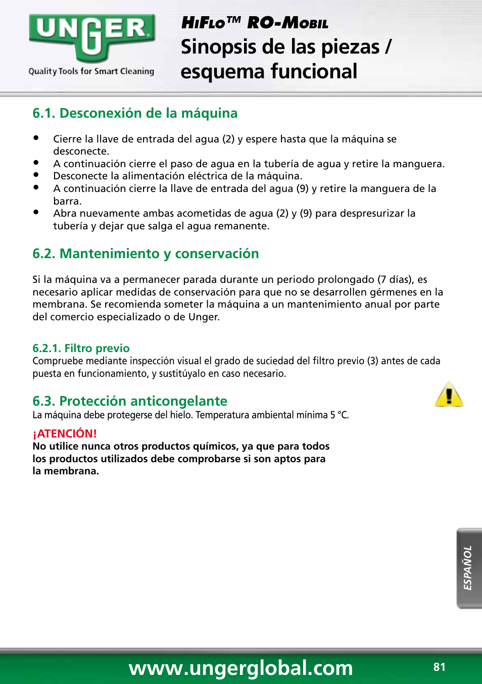 Sinopsis de las piezas / esquema funcional, Conservación, Ro-m | Unger RO60S User Manual | Page 81 / 88