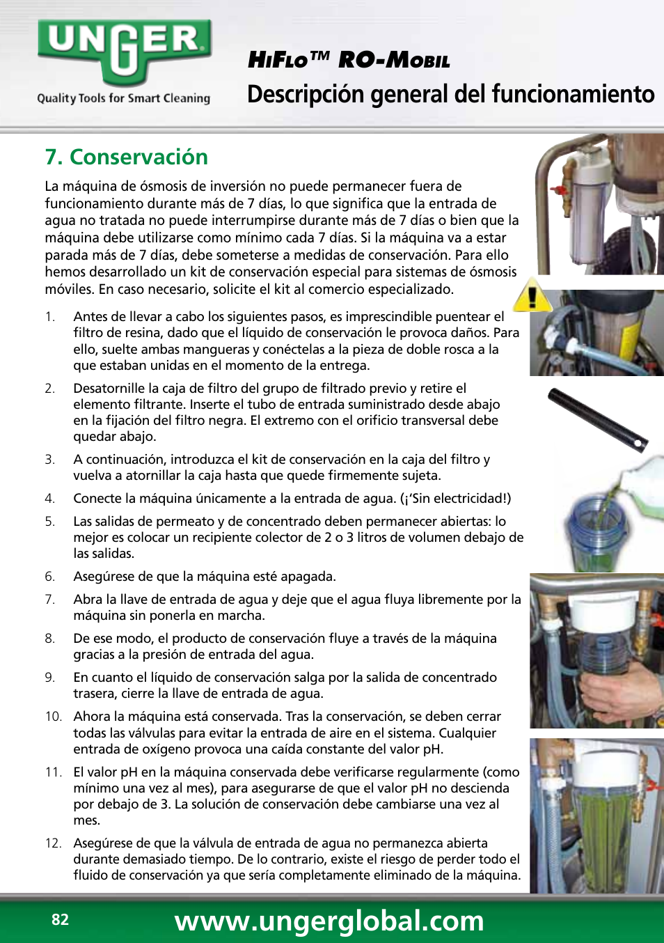 Descripción general del funcionamiento, Ro-m, Conservación | Unger RO60S User Manual | Page 82 / 88