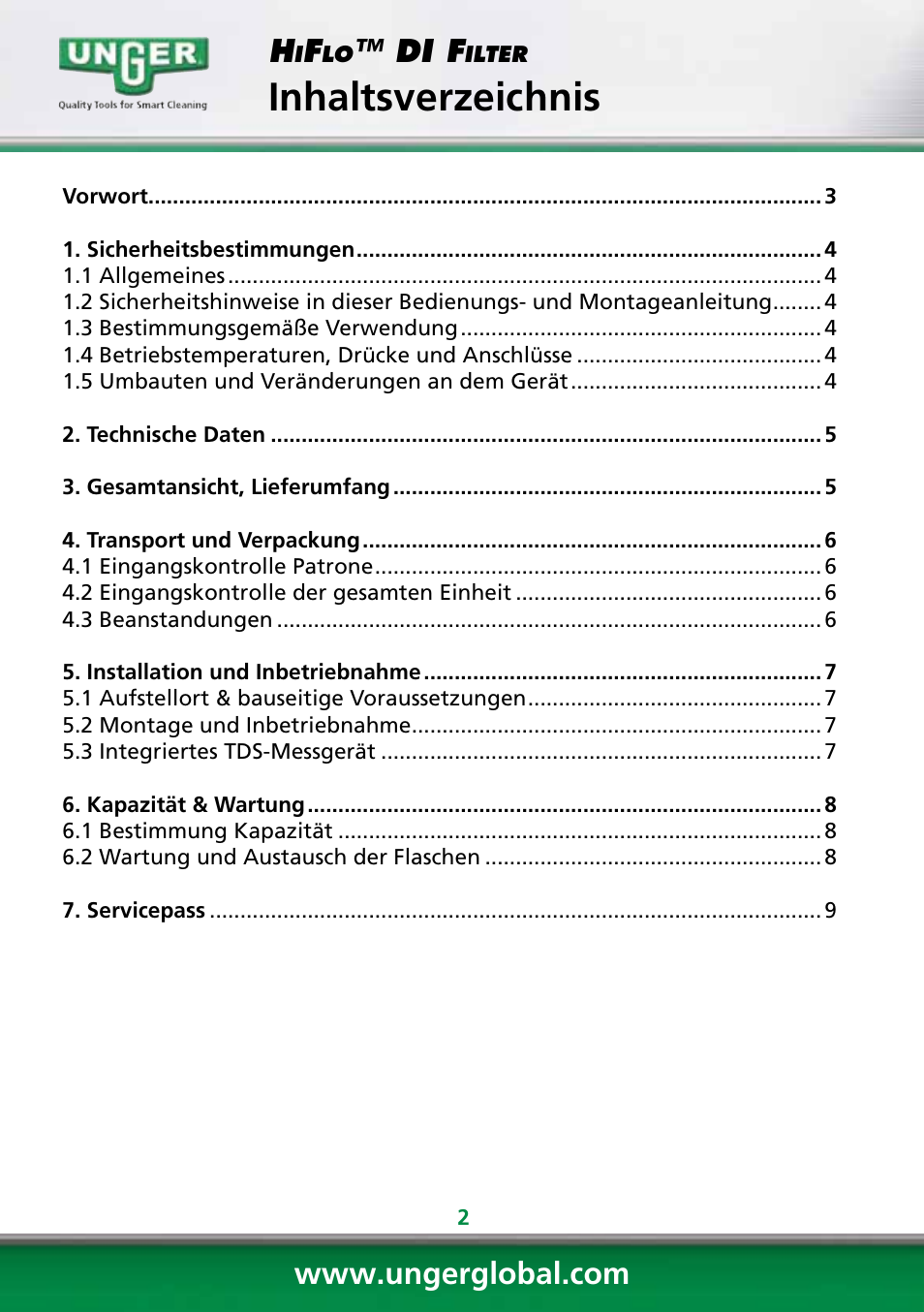 Unger DI400 User Manual | Page 2 / 52