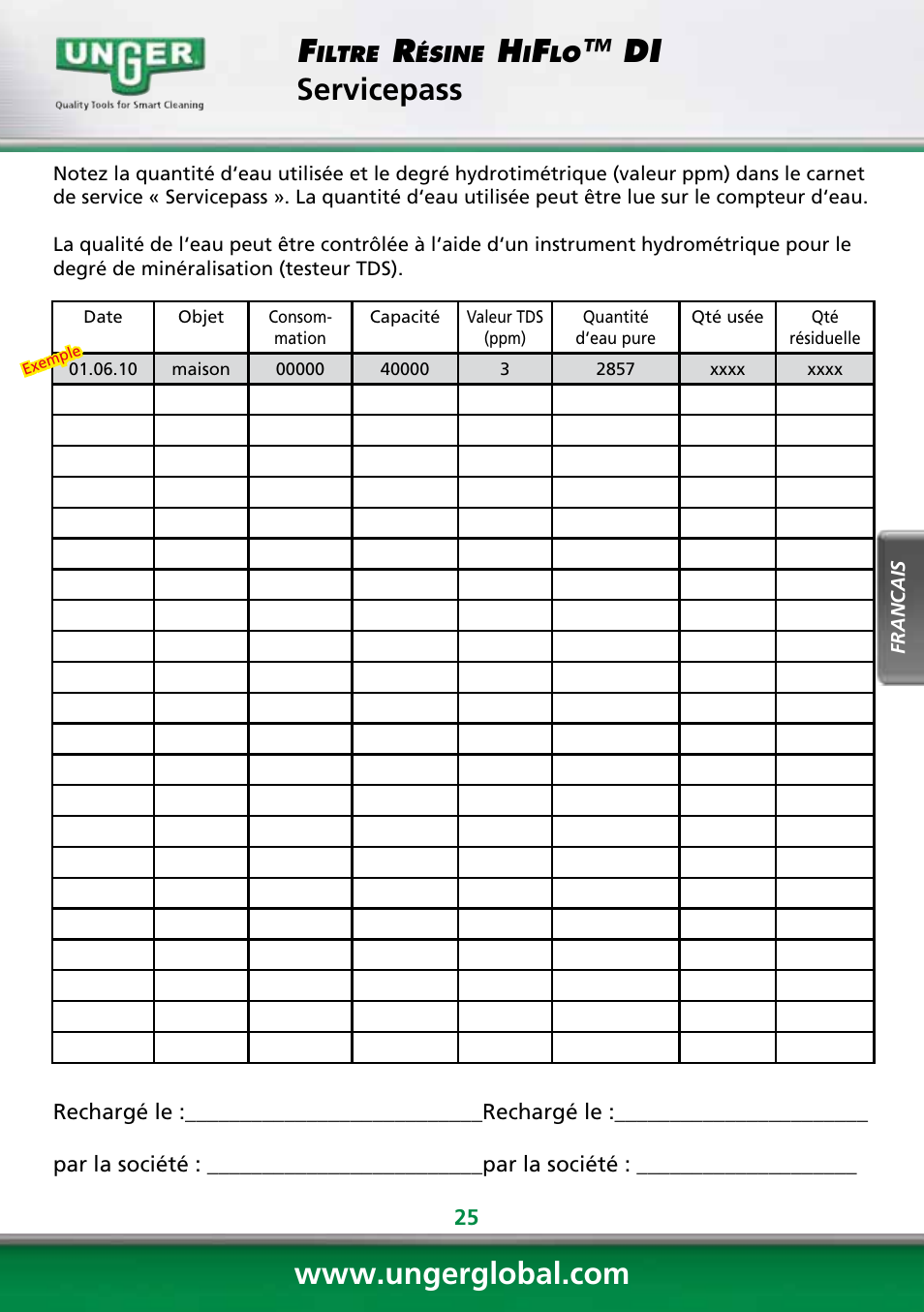 Di servicepass | Unger DI400 User Manual | Page 25 / 52