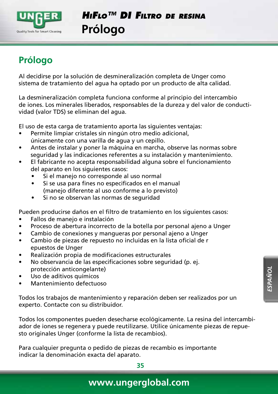 Prólogo, Di f | Unger DI400 User Manual | Page 35 / 52