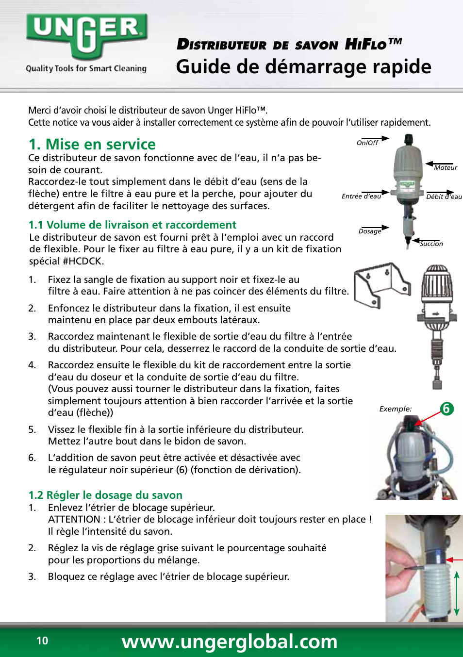 Guide de démarrage rapide, Mise en service | Unger HCD25 User Manual | Page 10 / 28