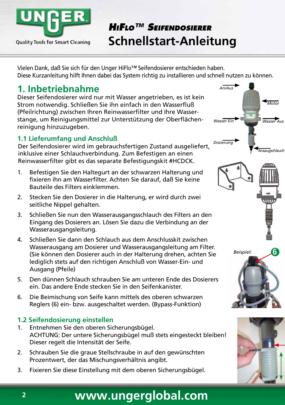 Schnellstart-anleitung, Inbetriebnahme | Unger HCD25 User Manual | Page 2 / 28