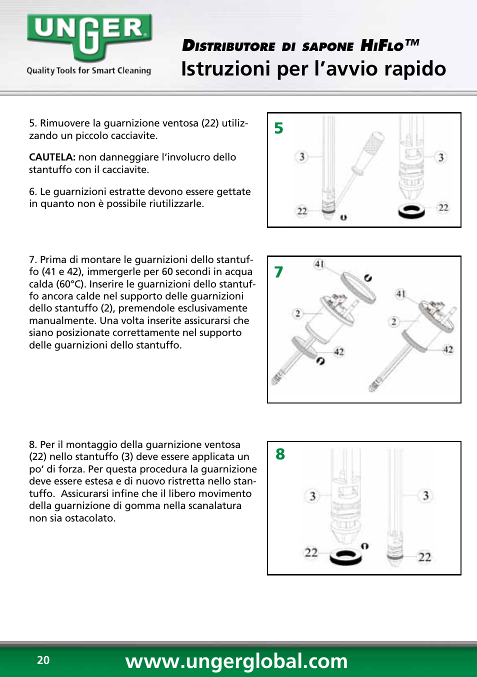 Istruzioni per l’avvio rapido, 58 7 d | Unger HCD25 User Manual | Page 20 / 28