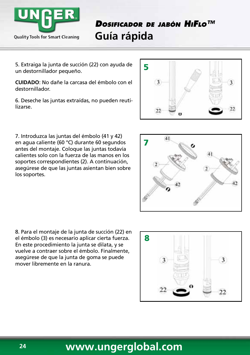 Guía rápida, 58 7 d | Unger HCD25 User Manual | Page 24 / 28