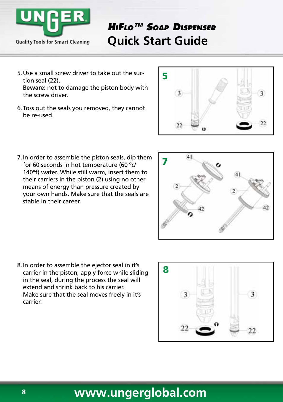 Quick start guide, 57 8 h | Unger HCD25 User Manual | Page 8 / 28