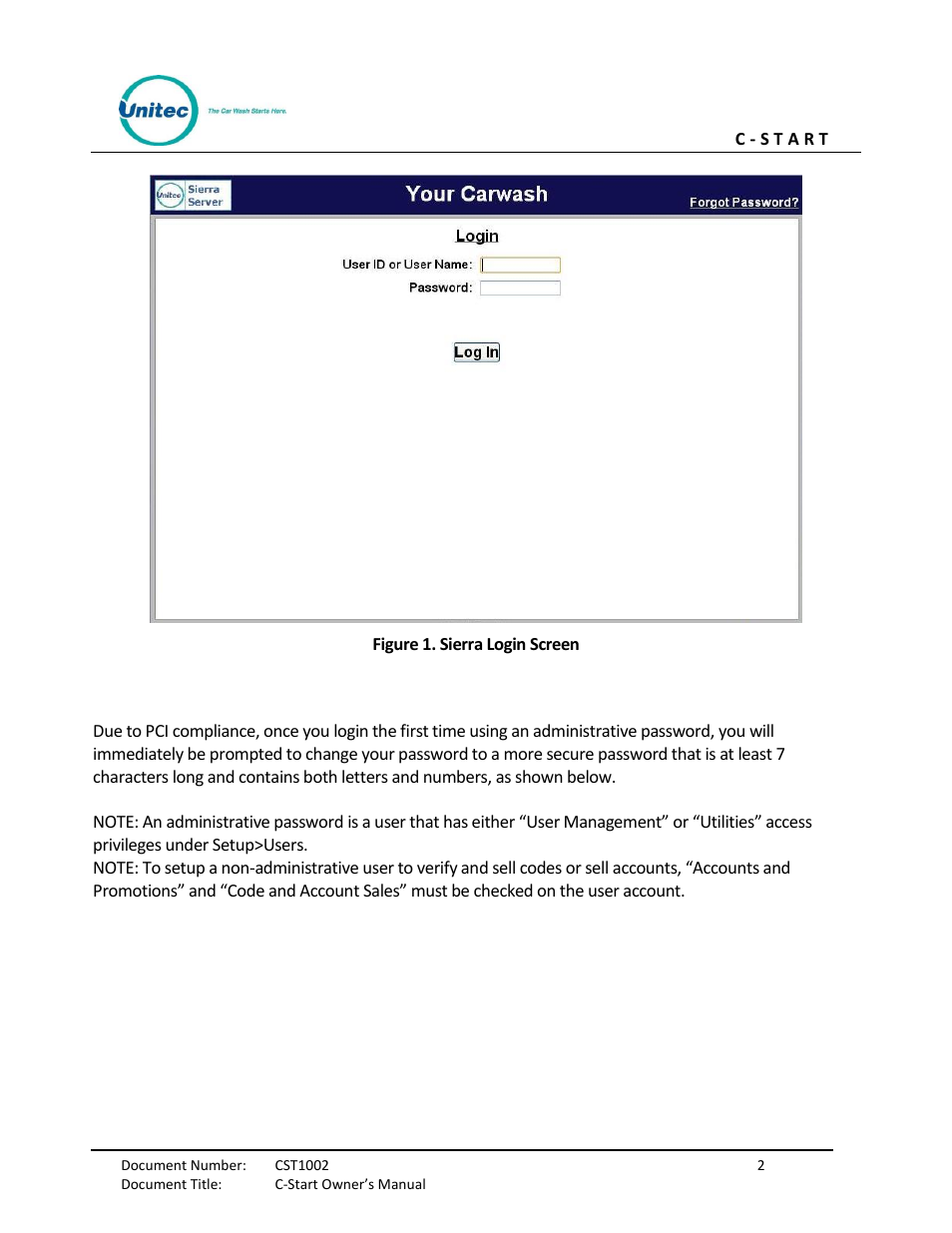 Figure 1. sierra login screen | Unitec C-Start Owner’s Manual User Manual | Page 10 / 68