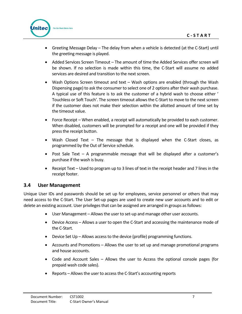 User management | Unitec C-Start Owner’s Manual User Manual | Page 15 / 68