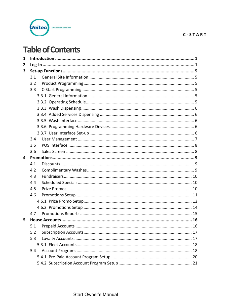 Unitec C-Start Owner’s Manual User Manual | Page 5 / 68