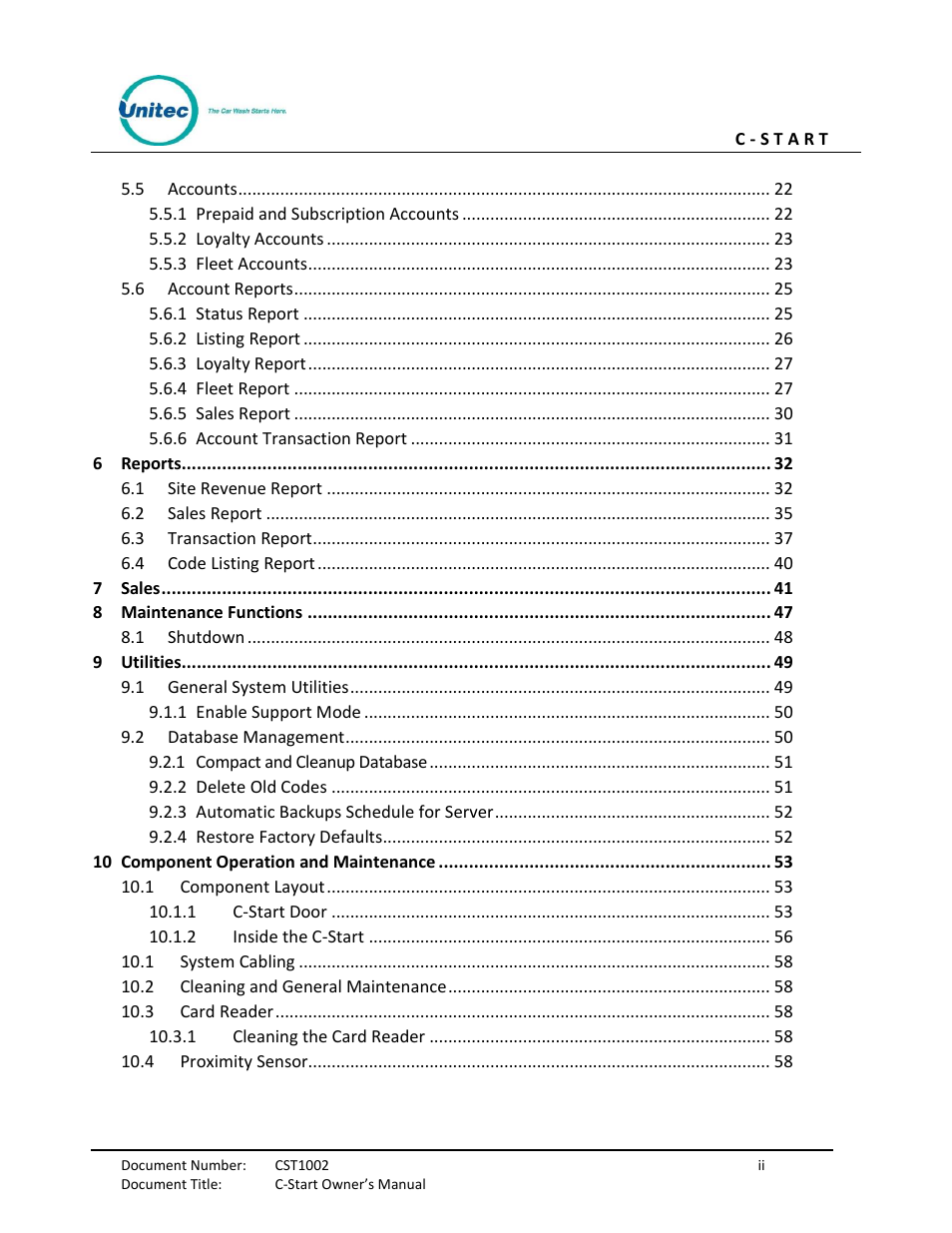 Unitec C-Start Owner’s Manual User Manual | Page 6 / 68