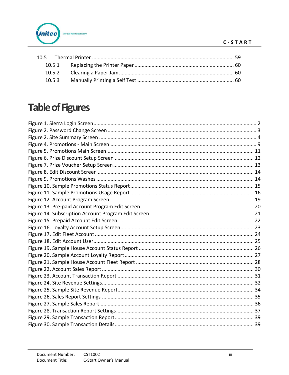 Table of figures | Unitec C-Start Owner’s Manual User Manual | Page 7 / 68